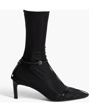 Jil Sander Stretch-jersey And Leather Ankle Boots - Black