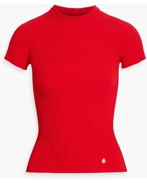 Balmain Ribbed-Knit Top - Red