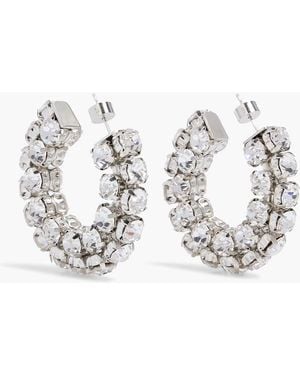 Area Tone Crystal Hoop Earrings - White