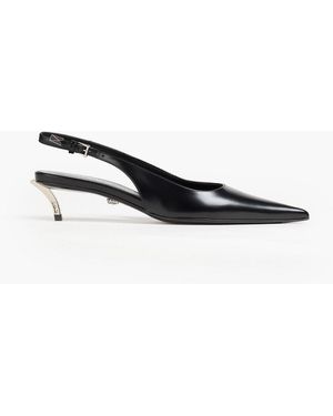 Versace Pin Point Leather Slingback Court Shoes - Black