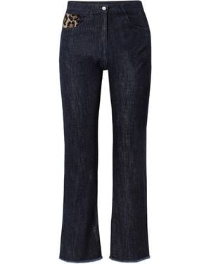 Michael Kors Calf Hair-Trimmed High-Rise Straight-Leg Jeans - Blue