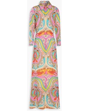 Borgo De Nor Jacqueline Printed Satin-Crepe Maxi Shirt Dress - White