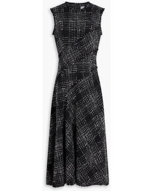 Erdem Frayed Cotton-blend Tweed Midi Dress - Black