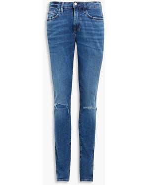 FRAME L'homme ausgewaschene skinny jeans aus denim in distressed-optik - Blau