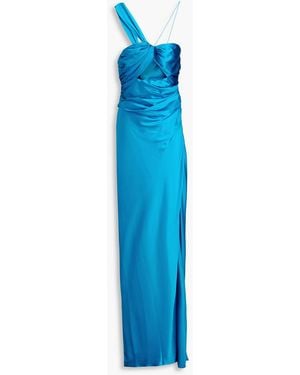 The Sei One-shoulder Cutout Silk-satin Gown - Blue