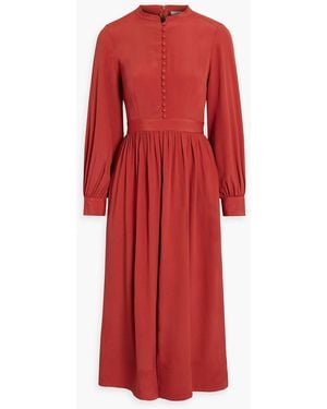 Iris & Ink Gathe Crepe Midi Dress - Red