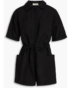 Casa Raki Juana Linen Playsuit - Black