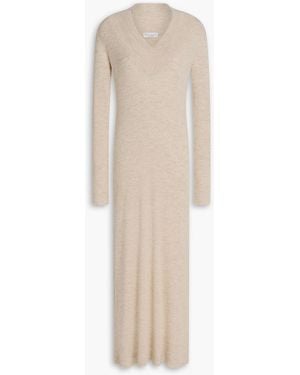Brunello Cucinelli Cashmere, Silk And Linen-blend Midi Dress - Natural