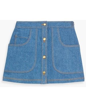 Adam Lippes Bennet Skirt-Effect Denim Shorts - Blue
