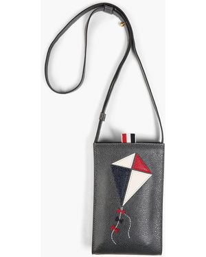 Thom Browne Pebbled-leather Phone Pouch - White