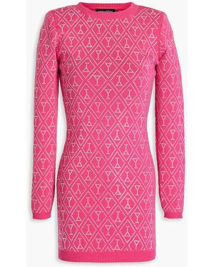 retroféte Palmer Crystal-embellished Cotton And Cashmere-blend Mini Dress - Pink