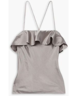 Aje. Immersion Ruffled Silk-blend Satin Camisole - Gray