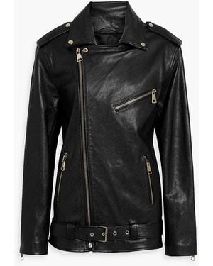 Manokhi Dad's Leather Biker Jacket - Black