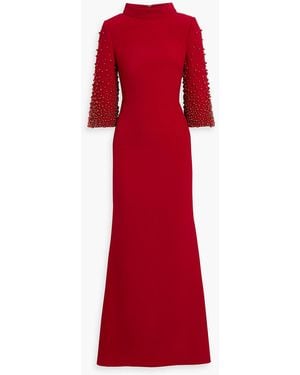 Badgley Mischka Bead-Embellished Crepe Gown - Red