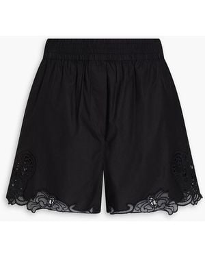 Rag & Bone Emma Macramé-Trimmed Cotton-Poplin Shorts - Black