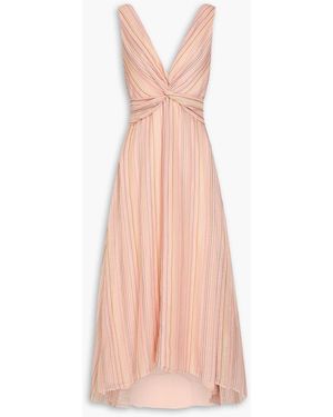 10 Crosby Derek Lam Anna Twisted Striped Linen And Silk-blend Gauze Midi Dress - Pink