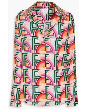 CAMILLA Embellished Printed Silk Crepe De Chine Shirt - Red