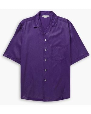 Acne Studios Sowen Oversized Camp-Collar Satin-Twill Shirt - Purple