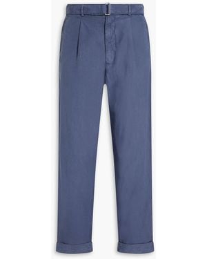 Officine Generale Hugo Tapered Lyocell, Linen And Cotton-Blend Trousers - Blue