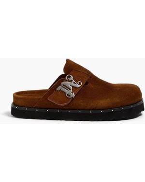 Palm Angels Studded Suede Clogs - Brown