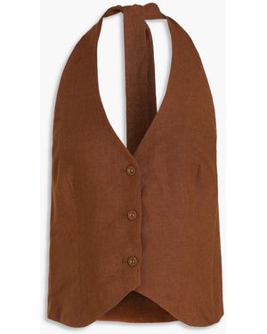 Casa Raki Abi Linen Top - Brown