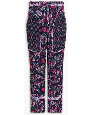 Isabel Marant Ryama Printed Georgette Straight-Leg Pants - Blue