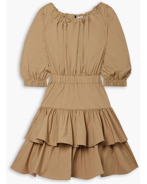 Jason Wu Tiered Ruffled Cotton-blend Poplin Mini Dress - Natural