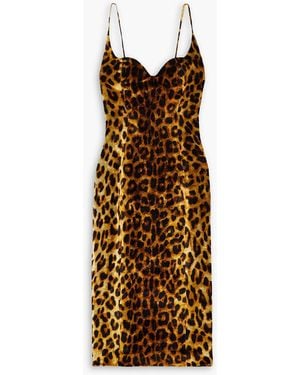 Halpern Leopard-print Velvet Midi Dress - Multicolour