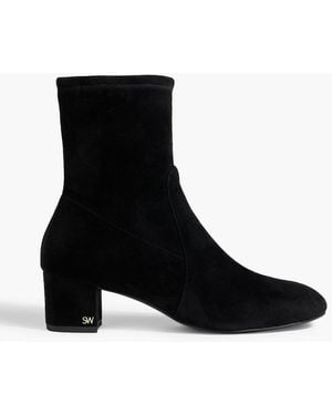 Stuart Weitzman Sofia 50 Stretch-Suede Sock Boots - Black