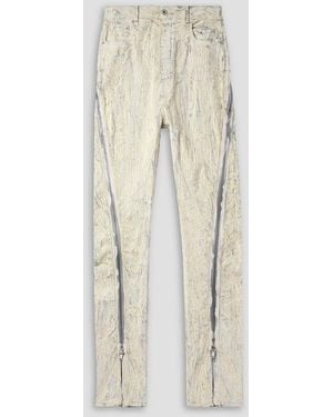 Rick Owens Bolan Banana Flared Zip-Detailed Metallic Megacrust Jeans - White