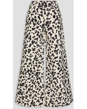 Area Crystal-Embellished Printed High-Rise Wide-Leg Jeans - White