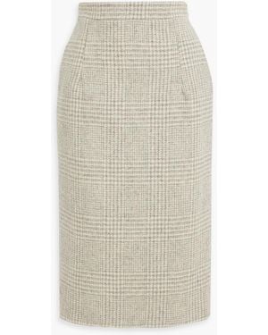 Thom Browne Checked Wool-Tweed Midi Skirt - Natural