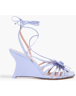 Zimmermann Floral-appliquéd Patent-leather Sandals - Blue