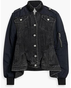 3.1 Phillip Lim Ruffled Denim And Shell Jacket - Black