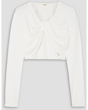 Cult Gaia Avani Cropped Twist-front Stretch-jersey Top - White