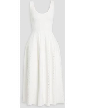 Adam Lippes Lucilla Laser-Cut Stretch-Knit Midi Dress - White