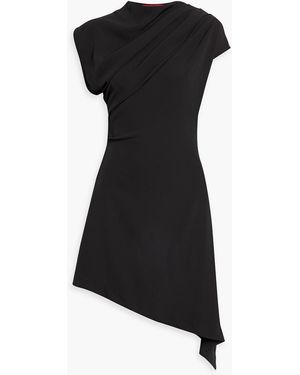 Halston Perri Asymmetric Stretch-crepe Dress - Black