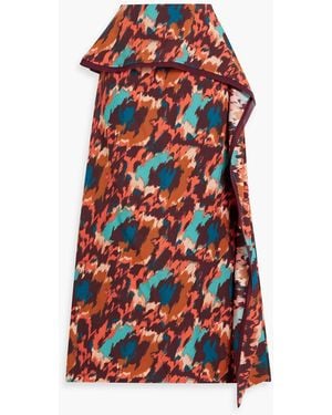 Ulla Johnson Danica Draped Printed Crepe Midi Skirt - Red