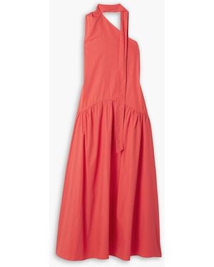 Kika Vargas Joni One-shoulder Cotton-poplin Maxi Dress - Red