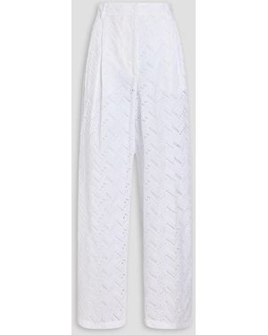 Missoni Pleated Broderie Anglaise Cotton Wide-leg Trousers - White