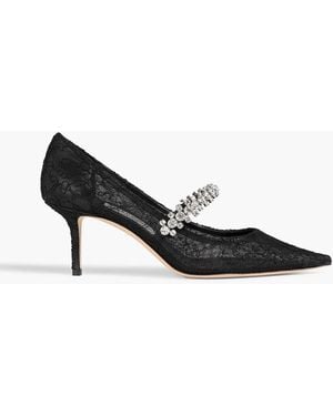 Jimmy Choo Bing 65 Crystal-Embellished Corded Lace Pumps - Black