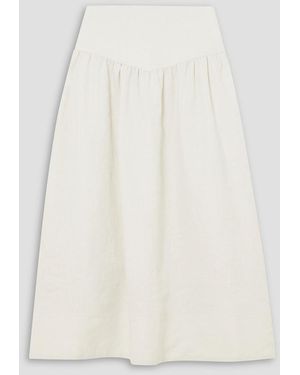 Cefinn Lyla Gathered Canvas Midi Skirt - Natural