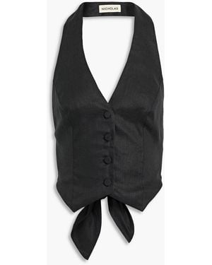 Nicholas Nia Linen Halterneck Vest - Black