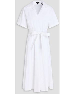 Theory Belted linen-blend midi dress - Weiß