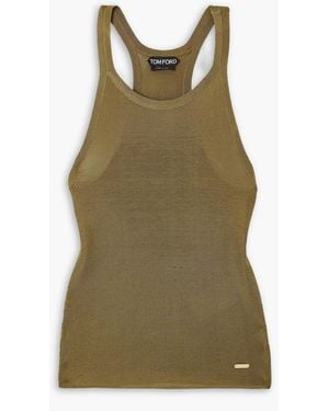 Tom Ford Embellished Silk Tank - Green