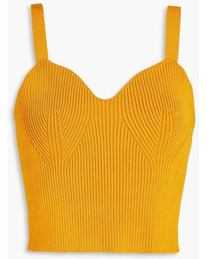 Vince Cropped Ribbed-knit Tank - Yellow