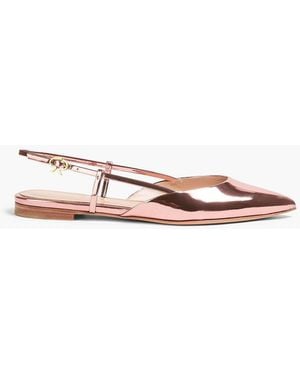 Gianvito Rossi Ascent Mirrored-leather Slingback Point-toe Flats - Pink