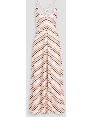 lemlem Aluna Striped Crepe De Chine Maxi Slip Dress - Pink