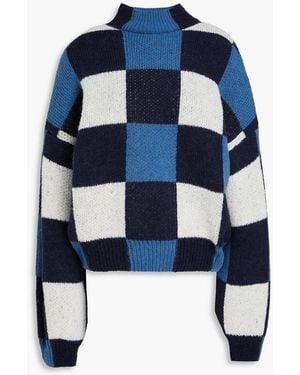 Stine Goya Karierter rollkragenpullover aus jacquard-strick - Blau