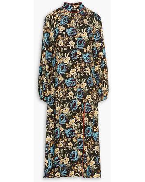 RHODE Page midikleid aus crêpe mit floralem print und raffung - Schwarz